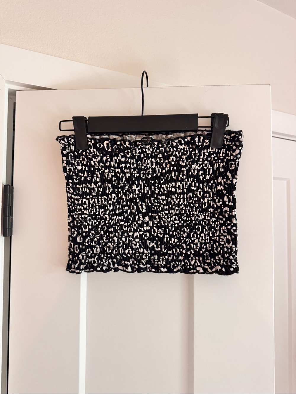 Smocked Black & White Printed Tube Top
